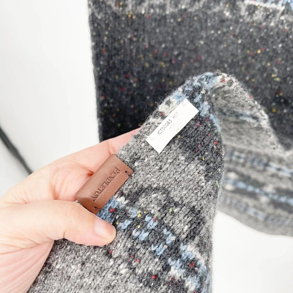 Pendleton Southwest‎ Print Speckled Knit Wrap Scarf O/S Gray Blue Oversized